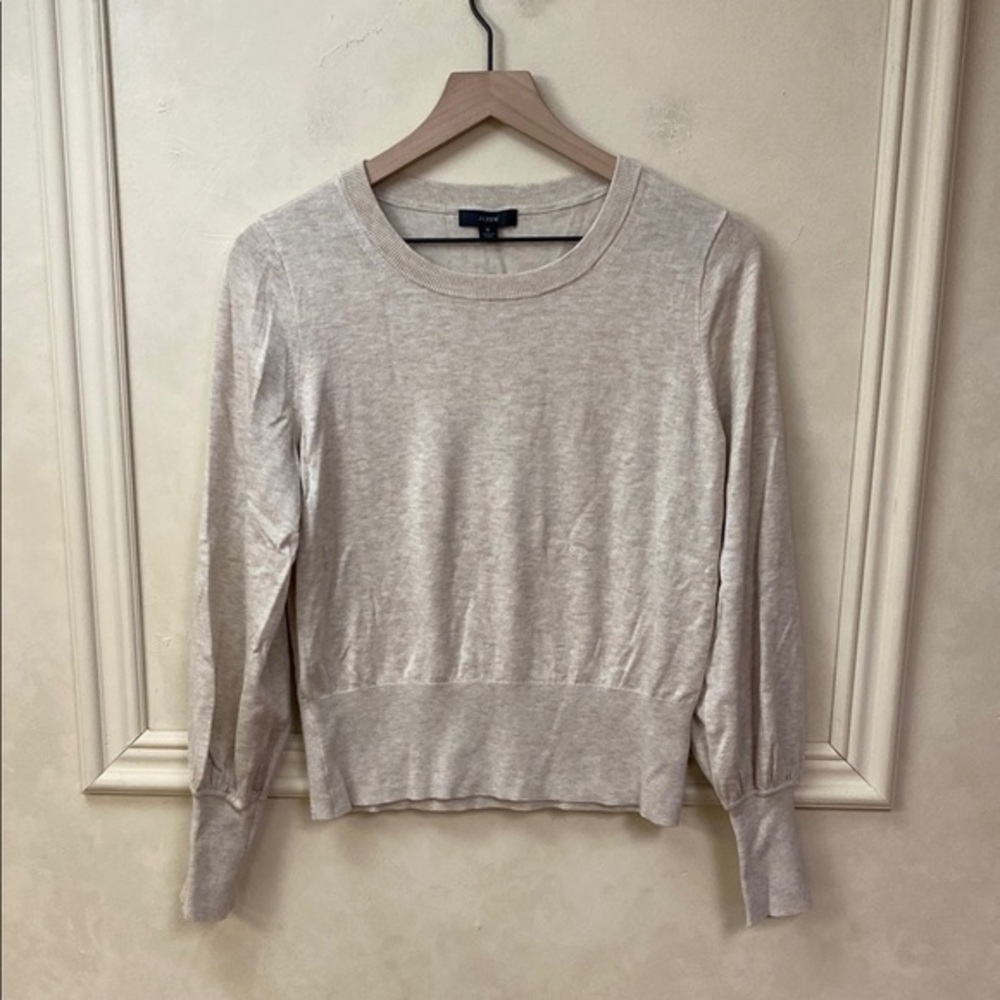 J Crew Puff-sleeve silk-blend sweater
